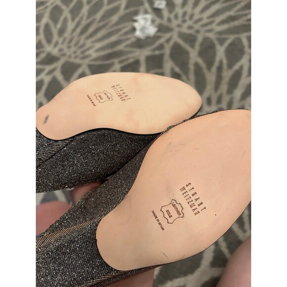 Silver and Gold Glitter Bow Stuart Weitzman Wedge Heels - Picture 6 of 7